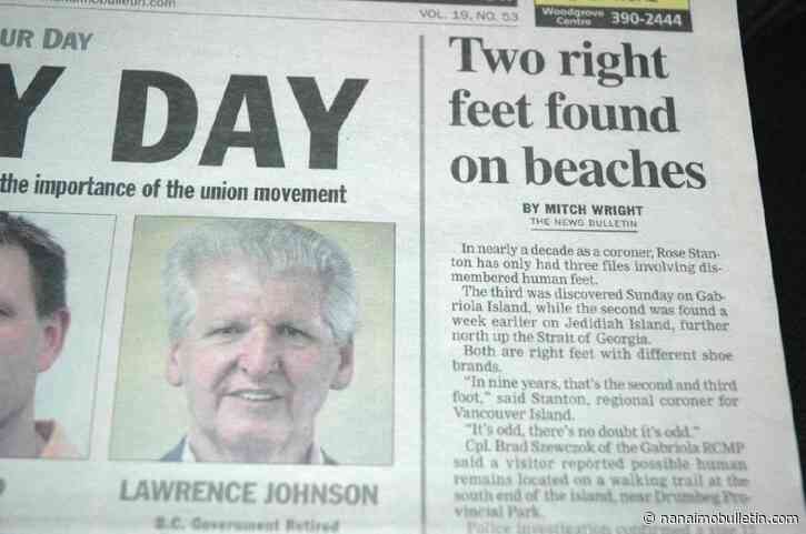 Headline history: Detached feet found on beaches near Nanaimo made global news