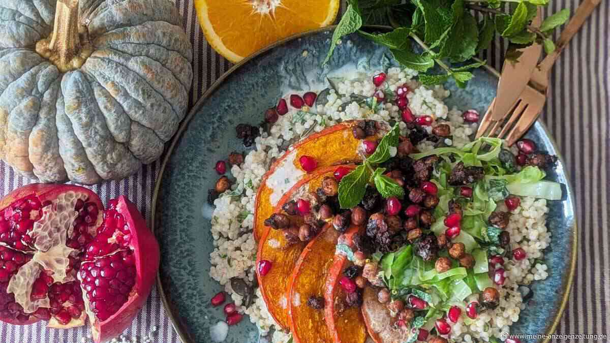 Herbstteller: Orientalischer Ofenkürbis mit Protein-Crumble