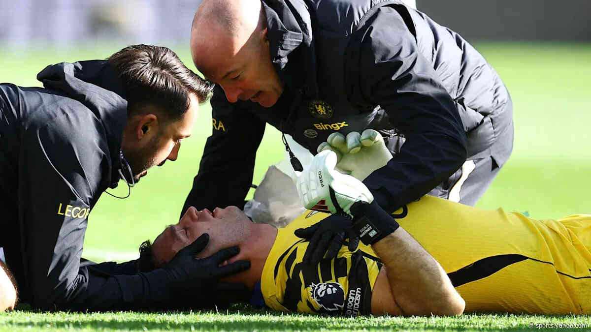Chelsea goalkeeper Emi Martinez stretchered off after sickening collision
