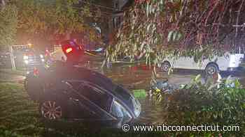 Crash into fire hydrant causes sinkhole in East Haven