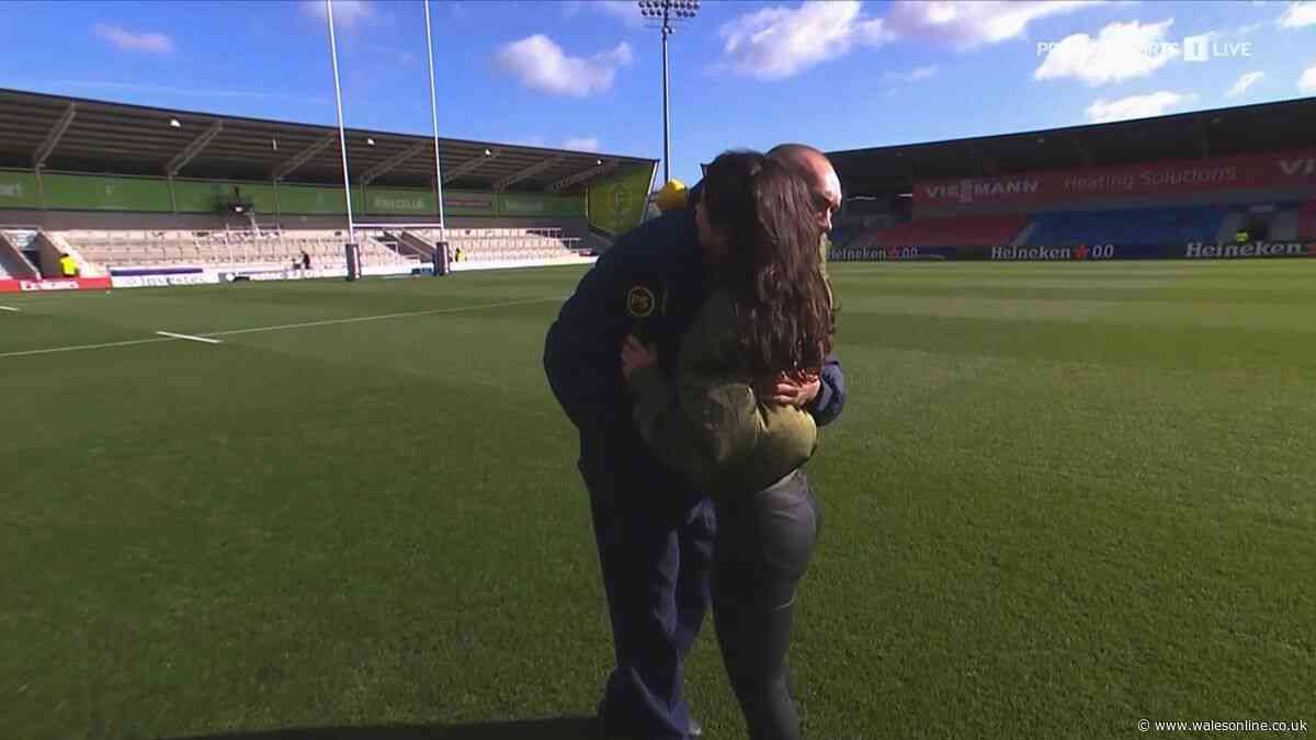 TV presenter hugs Sale boss as devastated players in tears after team-mate dies