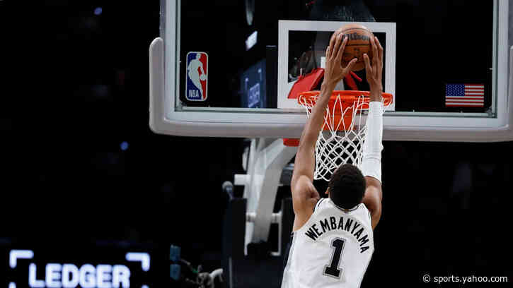Think Wemby is ready for the season? Watch him throw off-the-backboard alley-oop to himself