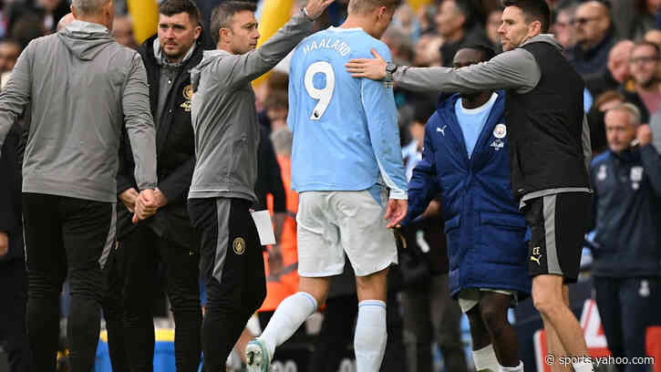 Erling Haaland injury news: Man City star limps off at full-time after scoring two goals