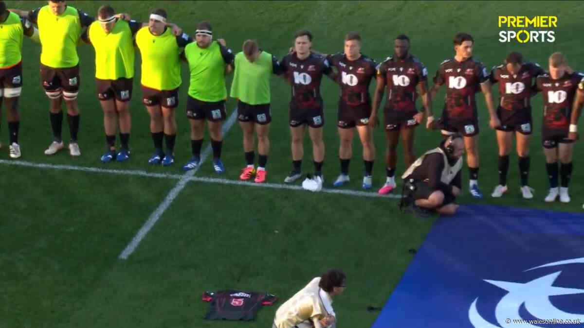 Entire stadium falls silent for tragic rugby player as devastated team-mates in tears