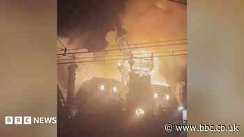Watch: Moment historic French town hall spire collapses in flames amid protests