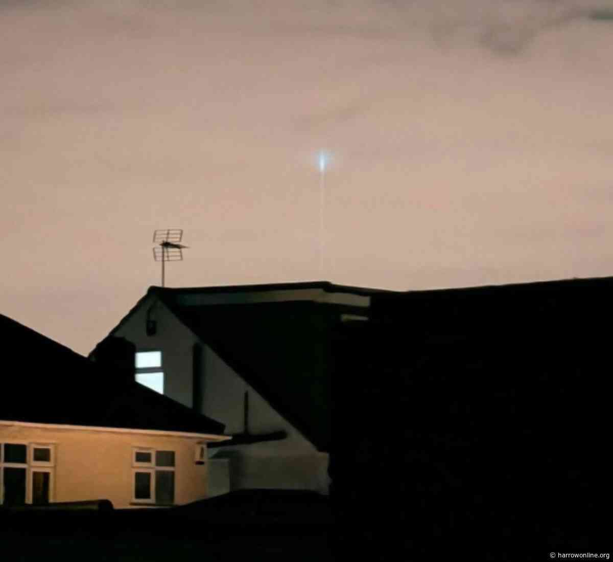 Spectacular laser lights spotted in skies above Harrow from Kenton garden