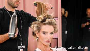 Glamorous Rosie Huntington-Whiteley and Iris Law get catwalk ready behind the scenes at the Victoria's Secret fashion show in LA