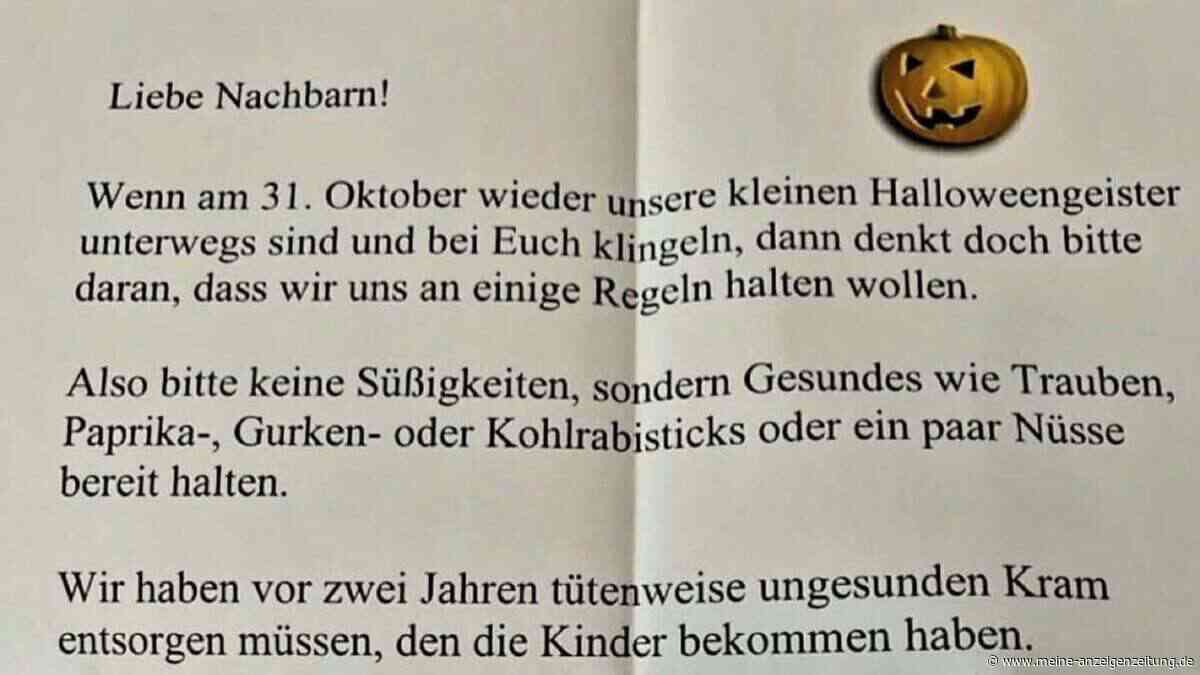 Gurken und Paprika statt Schokolade: Brief an Nachbarn sorgt für Halloween-Zoff