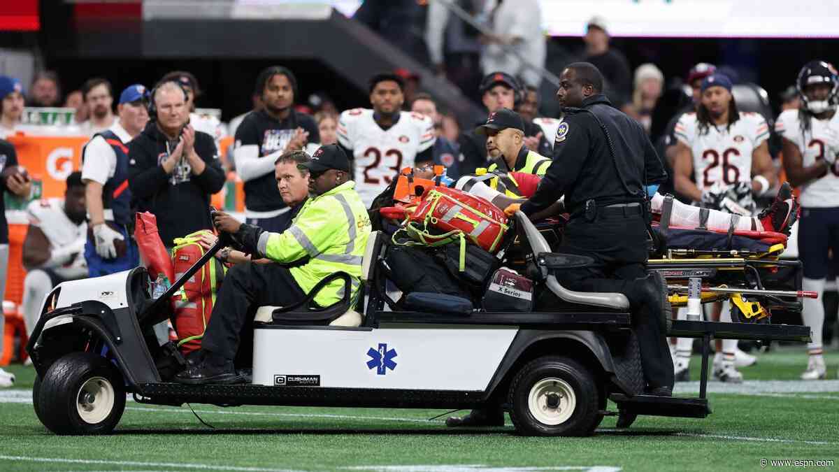 Falcons rookie LB Daniels immobilized, carted off after collision vs. Bears