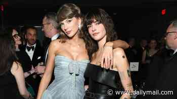 Taylor Swift reunites with best friend Cara Delevingne before sharing a sweet hug with Sabrina Carpenter as stars line up for snaps with the singer at glitzy Academy Museum Gala