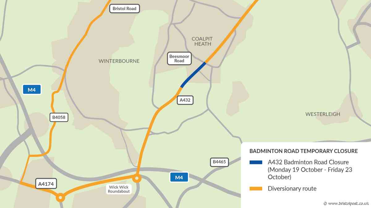 Part of main road between Bristol and Yate to close overnight this week