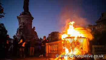 Rioters cause night of chaos in France with buildings on fire and windows smashed