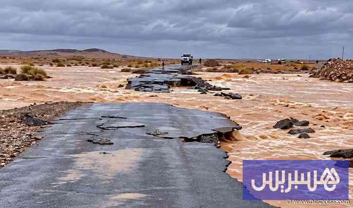 سيول جارفة تقطع طرقا بدرعة تافيلالت