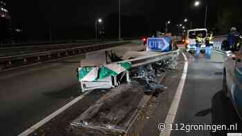 Ongeval op de afrit N370 bij Hoendiep, auto ramt RIMOB