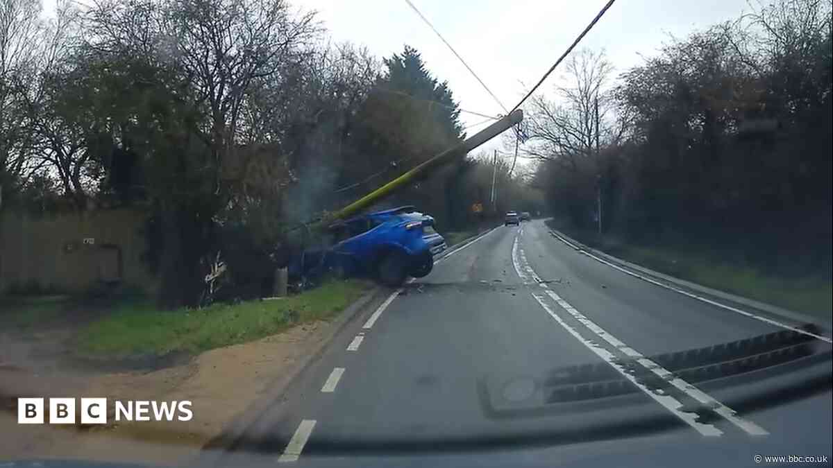 Watch: Drug driver banned after crashing into pole