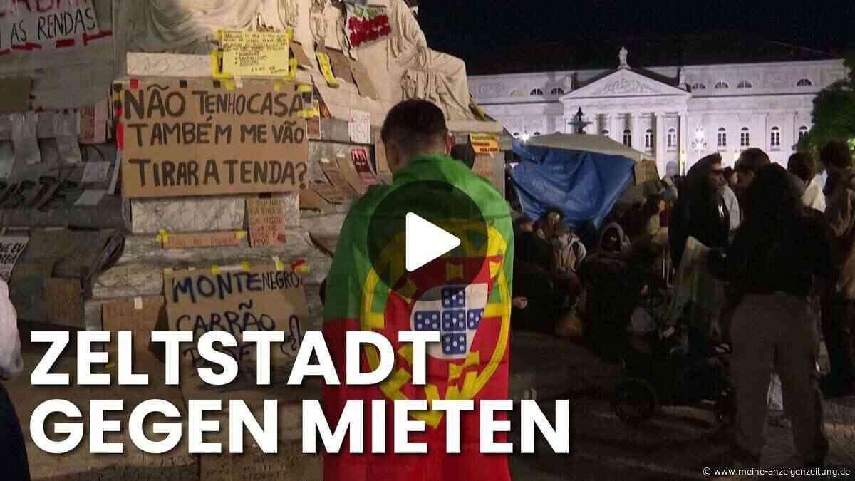 Hunderte schlagen im Stadtzentrum Lissabons ihre Zelte auf - aus Wut auf die Politik