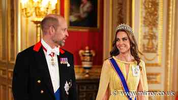 Kate Middleton dazzles in tiara as royals host glittering banquet after Harry reconciliation plea