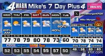 A few light showers possible Tuesday evening and again Wednesday morning but more beautiful Oklahoma Fall weather!