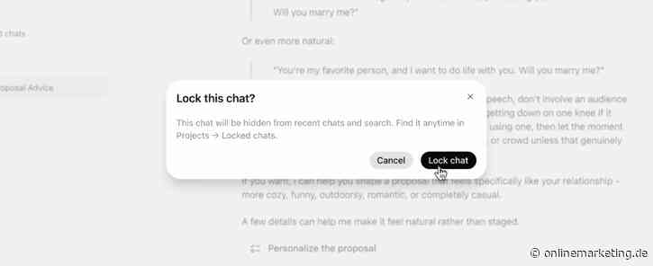 Locked Chats auf ChatGPT: Sensible Inhalte verstecken