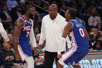 76ers win opening game with LeBron James and Jaylen Brown, beating NBA champion Knicks 106-100