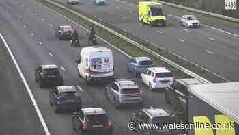 M4 vehicle fire brings traffic to standstill in Cardiff