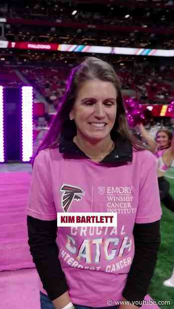 Breast Cancer survivors celebrated completing their treatment by ringing the bell on the field #nfl