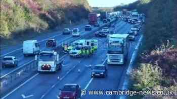 Man rushed to hospital after 'serious' crash shuts part of M11 near Duxford