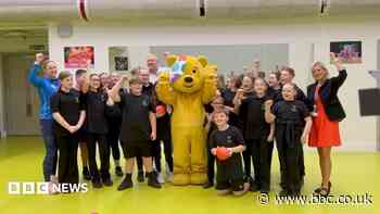 Watch: Pudsey surprises pupils during PE lesson