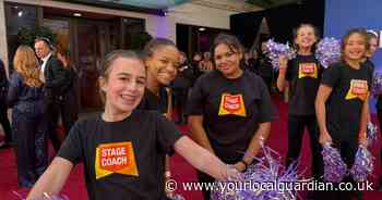Students dance with Sam Thompson and Pete Wicks for Pride of Britain Awards