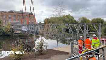 Temporary footbridge returns to Darley Abbey