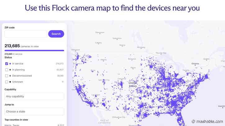 This Flock Camera map shows more than 300,000 devices