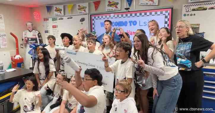 NASCAR's Denny Hamlin surprises Georgia teacher by making a pit stop at her classroom