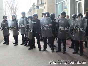 Police in riot gear deployed to MacEwan University following pro-Palestinian protest