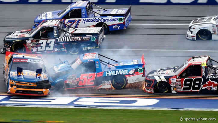 Watch NASCAR Talladega Truck Race’s Wild Finish Video: Late Crashes Spark Chaos