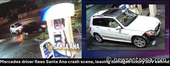 Mercedes driver flees Santa Ana crash scene, leaving damaged luxury SUV behind