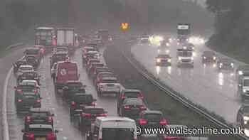 M4 traffic held following accident in heavy rain