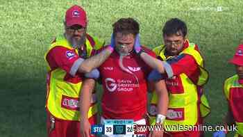 Rising Welsh rugby star taken off field wearing oxygen mask in concerning scenes