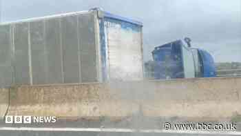 Long delays on M5 after lorry overturns