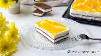 Milchschnitten-Kuchen ohne Backen: mit Joghurtcreme, Mango-Nektar und Puddingpulver