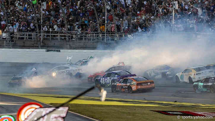 NASCAR's Joey Logano rides on his roof, Riley Herbst nails wall at full speed in dangerous Talladega wreck