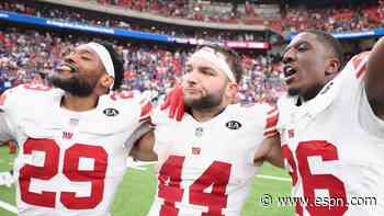 Skattebo & Co. answer Harbaugh's call, run wild in Giants' OT win