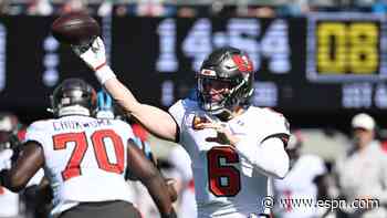 Mayfield attempts only 11 passes in return as Bucs blow out Panthers