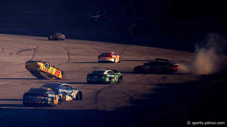 Joey Logano flips at Talladega, walks away from wild NASCAR wreck