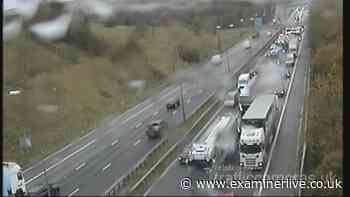 M62 eastbound traffic LIVE updates as vehicle fire shuts lanes