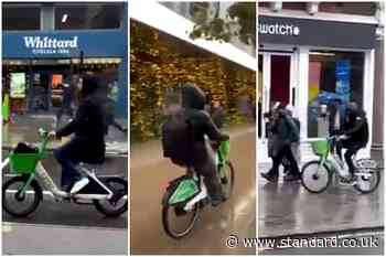 Cyclists caught on camera riding through Oxford Street as traffic ban comes into force