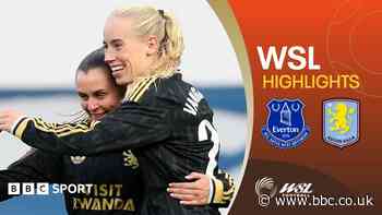Vangsgaard scores twice as Villa hang on to beat Everton