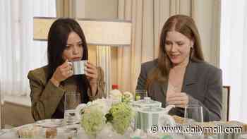 Jenna Ortega claims she's never tried a cup of tea before as she heads to Claridge's with Amy Adams