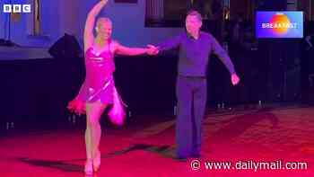 Moment Andy Burnham dances to Livin' La Vida Loca at charity event for Rob Burrow centre for MND - after admitting he gets 'clang of anxiety' thinking about it