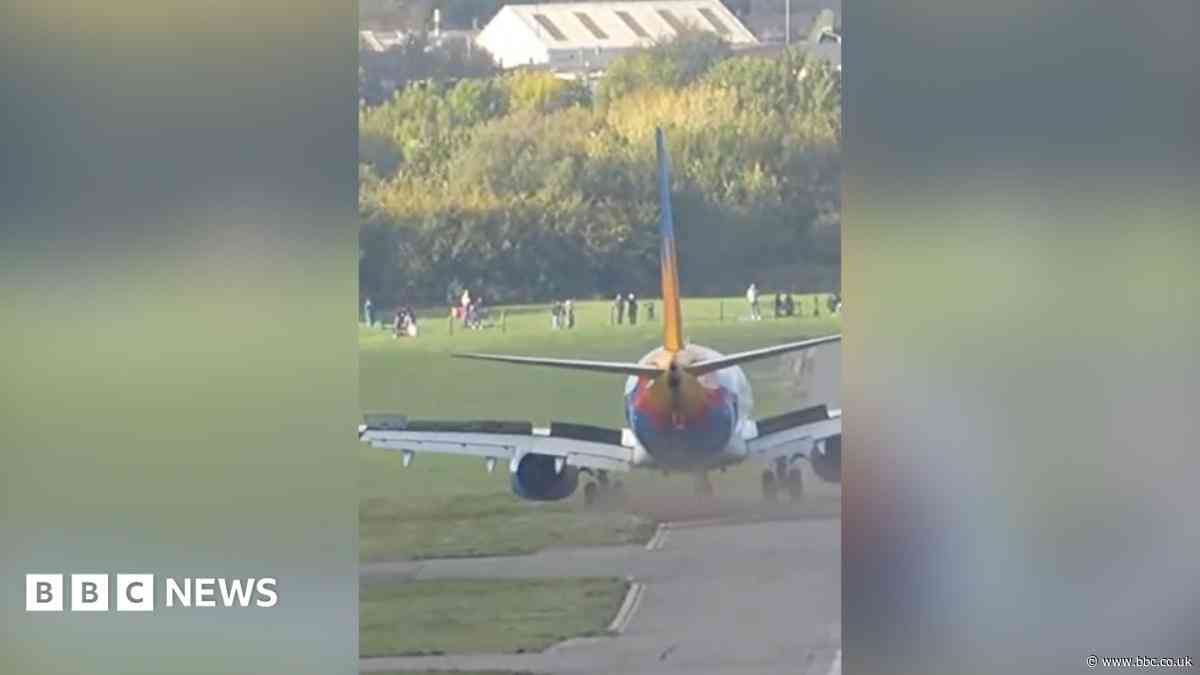 Moment plane veers off runway at Birmingham Airport