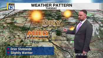 Drier and calmer conditions continue through midweek